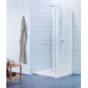 Paroi de douche DOMINO pivotante pliante, côté gauche, L 100 x H 200 cm, verre transparent, profilé chromé