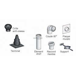 Kit raccord B23P D 80 - D 80 / 125 ventouse PPA, noir KIN B23P 80PPA/ réf. 27080584