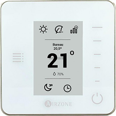 Thermostat monochrome Airzone Think 8Z radio blanc pour IP6 Réf.AZCE6THINKRB