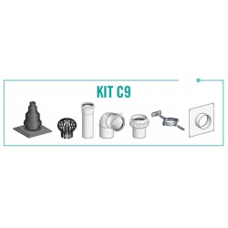 Kit C9 pour chaudière étanche et raccordement mural ou plafond (Terminal noir) DUALIS - diamètre 110 (Racc. 100 / 150) KIT C9