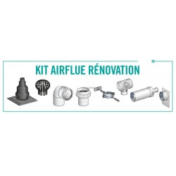 Kit Airflue Rénovation avec prise d air comburant dans le local et ventilation haute raccordement mural ou plafond Terminal n