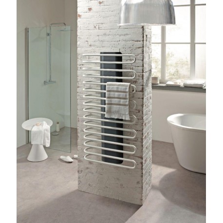 Sèche-serviettes eau chaude Sanaga acier colonne centrale noire tubes blancs 777 W SA50860CWTBT Réf F98A011106000B4YI