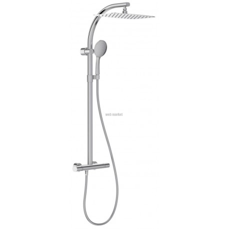 Colonne de douche Oblo Design avec mitigeur thermostatique et douche de tête rectangulaire réf. E20642-CP