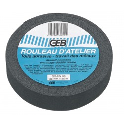Rouleau d atelier toile abrasive grain 60 en rouleau de 38mmx25m en boîte dévidoir réf. 836001