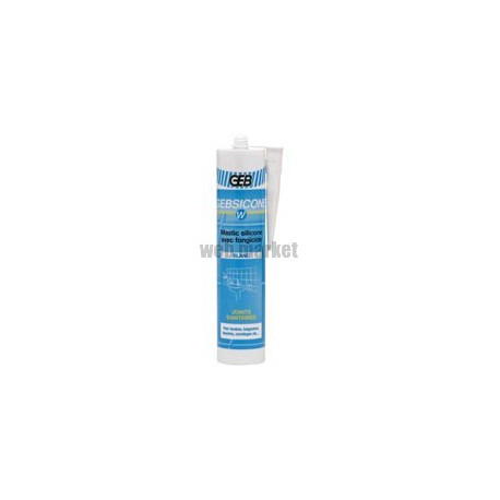 Mastic silicone acétique GEBSICONE W mastic 100% silicone d étanchéité cartouche 310ml blanc réf 893150