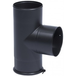 Té 90° avec tampon Email Mat Acier émaillé diamètre : 125 Noir Bois / Fioul / Gaz réf. 346404
