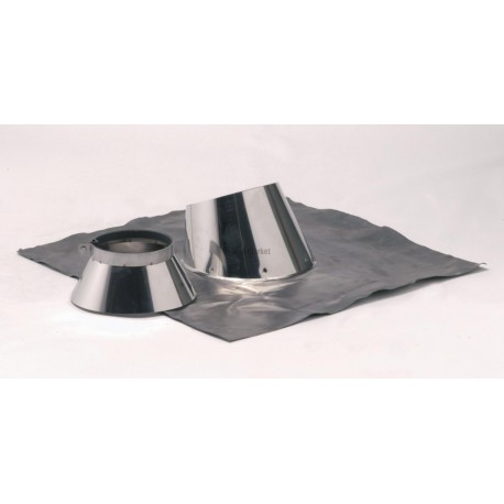 Solin 30°-45° inox + collet avec bavette de plomb 800 x 800 gamme OPSINOX diamètre 200 / 250 réf. 015208