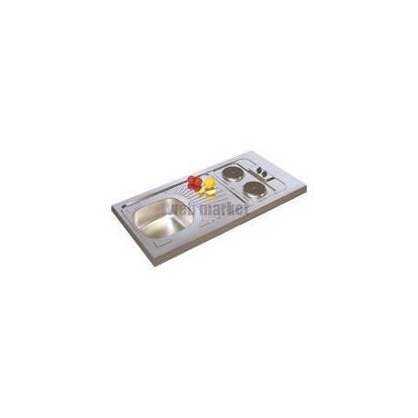 Evier cuisinette CPAE 1 cuve 1200 inox 18/10, Lisse