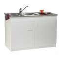 Sous-évier SIM NF. mélaminé blanc. 3 Portes réf. S12N03140