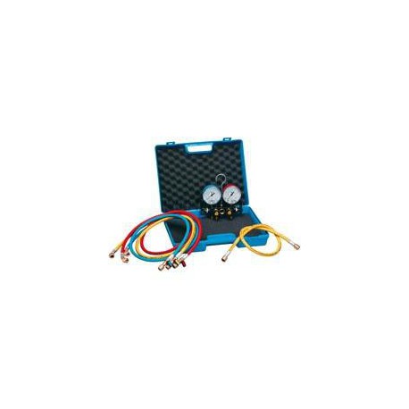 Kit Manifold 2V bain d huile R410A-R32 + 3 flexibles avec vanne R410A 150cm KF2BLA4-5-K1-VHDSS60-DPO