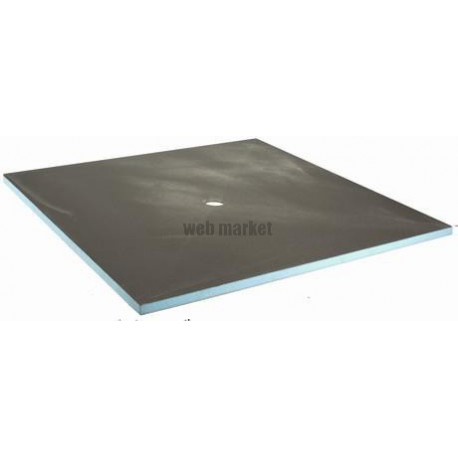 Receveur carré Fundo Primo - écoulement centré - polystyrène extrudé - 1,5x1,5 m - ép. 40 mm