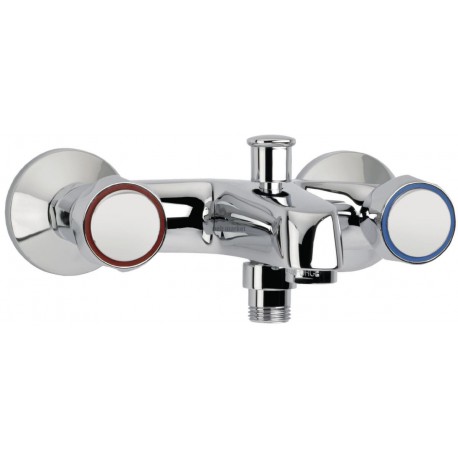 Mélangeur bain-douche mural PRIMEO2, têtes à clapet, croisillons métal, NF, chromé