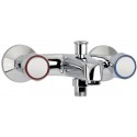 Mélangeur bain-douche mural PRIMEO2, têtes à clapet, croisillons métal, NF, chromé