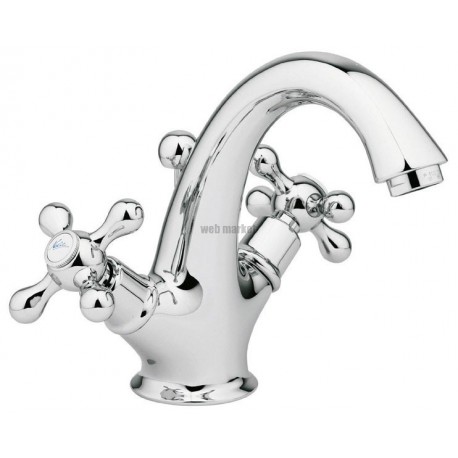 Mélangeur de lavabo ANTICA bec coulé monotrou avec vidage laiton