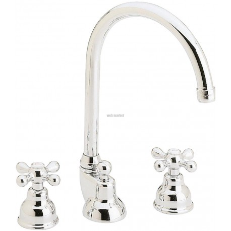 Mélangeur de lavabo ANTICA 3 trous bec haut orientable avec vidage