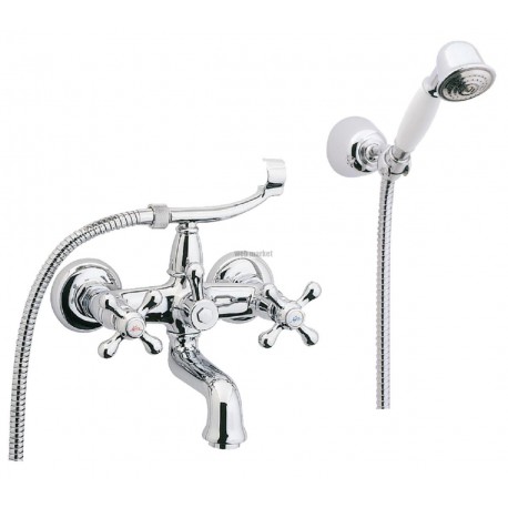 Mélangeur bain-douche mural ANTICA avec flexible et douchette