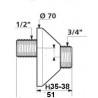 Raccord décalé 10,5mm mâle 15x21 mâle 20x27 (lot de 2) Réf : 856127.2P