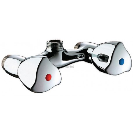 Mélangeur douche chromé pour échange-standard avec tête à clapet Long-Life, mâle 15 x 21, entraxe 110 mm : réf. D2470