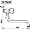 Robinet simple d évier mural bec L 200 : réf. D275200