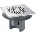 Siphon de sol 150x150 à hauteur réglable jusqu à 85mm grille inox corps PVC Réf : 683001