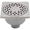 Siphon de sol 1550 avec rosette libre et garde d eau 50 mm - inox - 150x150 mm - H. 80,5 mm