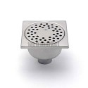 Siphon de sol 1550V avec rosette libre, vis d inviolabilité, garde d eau 50 mm - inox - 150x150 mm - H. 80,5 mm