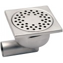 Siphon de sol 1550L avec rosette libre et garde d eau 50 mm - inox - 150x150 mm hauteur 80,5mm