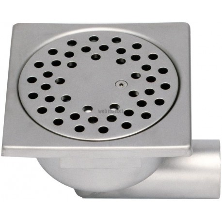 Siphon de sol 1550LV avec rosette libre, vis d inviolabilité, garde d eau 50 mm - inox - 150x150 mm - H. 80,5 mm