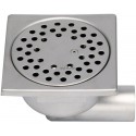 Siphon de sol 1550LV avec rosette libre, vis d inviolabilité, garde d eau 50 mm - inox - 150x150 mm - H. 80,5 mm