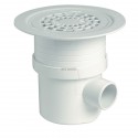 Siphon pour sol plastique + grille - SITAR - PVC blanc - Ø 50/63/50 mm - H. 125/175 mm