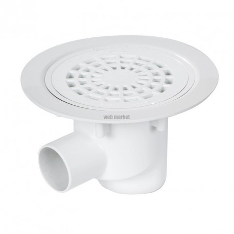 Siphon sol plastique avec grille PVC sortie horizontale diamètre 50mm SITARH