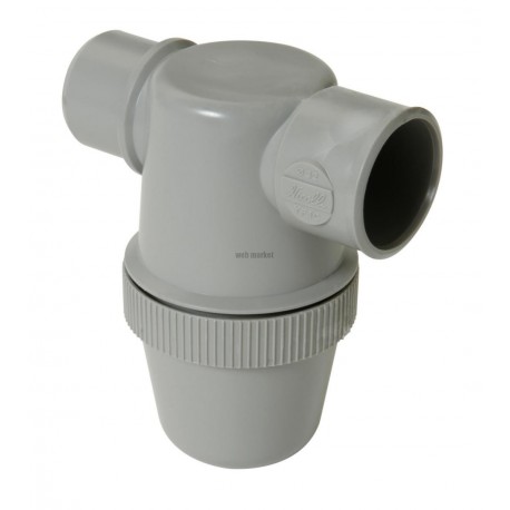 Siphon de lavabo à coller gris avec entrée horizontale diamètre 32mm YF1C