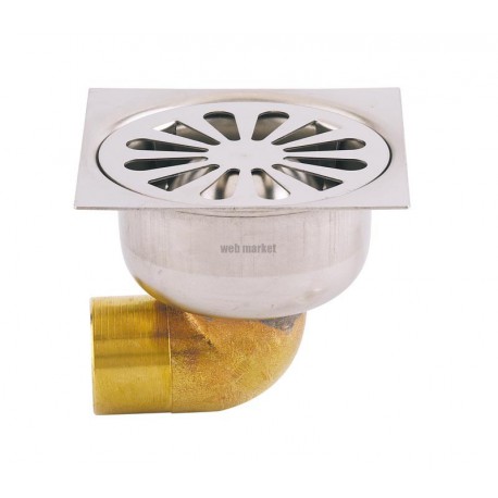 Siphon de sol 100x100 inox cloche de 90 évacuation diam 38 sortie horizontale 46010000000