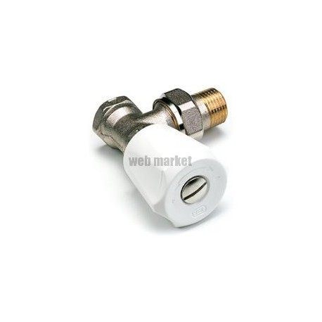 Robinet double réglage 408U équerre, à visser, finition nickelée, D 15 X 21 réf. 408204