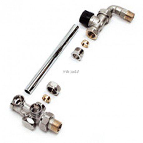 Ensemble combiné monotube 432 thermostatique, combinaison droit + coude, D 15 x 21-M22, tête non fournie réf. 432004