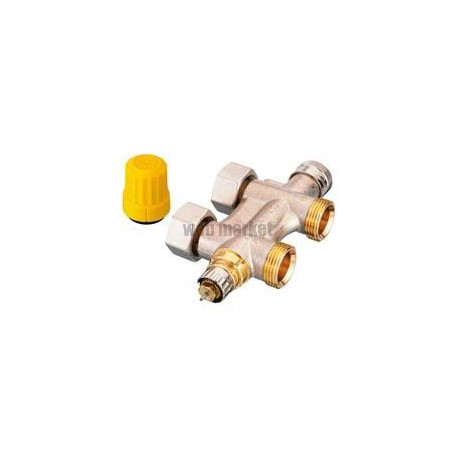 Robinet thermostatique VHS-UN équerre côté tube 20 x 27 mâle côté radiateur 15 x 21 mâle réf. 013G4741