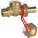 Robinet de vidange laiton à boisseau sphérique avec porte caoutchouc et bouchon diamètre 15 x 21 réf. R608Y013