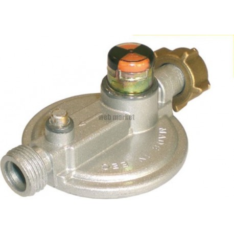 Détendeur sécurité butane 1,3kg/h, 28mbar, écrou bouteille mâle 20x150 avec indicateurS/R  réf B199591
