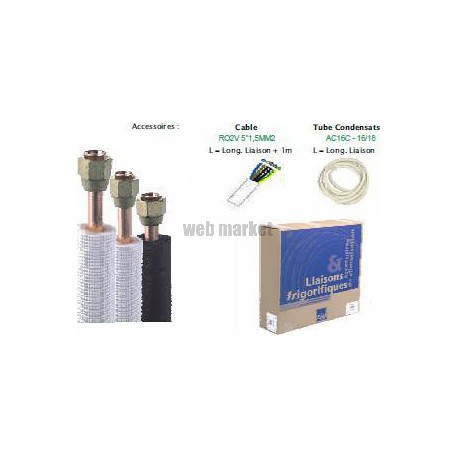 KIT INSTALLATION FLARE 1/4-1/2 PE BLANC 15M 5G15  COND
