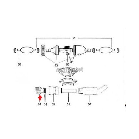 Raccord D22 longueur du filetage 15mm Polaris 180