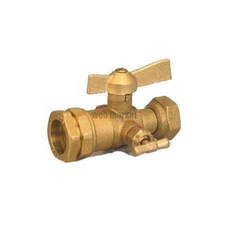 Robinet après compteur PE15 20x27 19x25 à purge boisseau sphérique réf. 194-8GG
