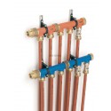 Elément de collecteur bleu 2 circuits avec écrou d assemblage Rehau réf. 12698051010