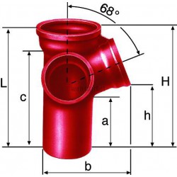 Embranchement Culotte double d équerre SME à 68° en fonte diamètre nominal 100-100mm Réf. 156157 PAM