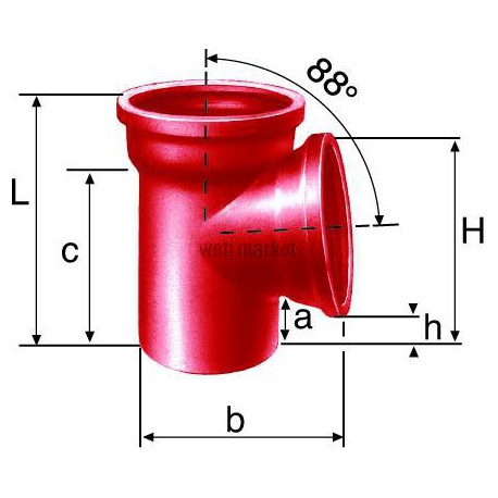 Embranchement Culotte simple SME à 88° en fonte diamètre nominal 75-75mm Réf. 155996 PAM
