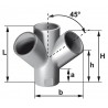 Culotte double d équerre 45° SMU® Plus - fonte brun-rouge - Ø 100/100 mm