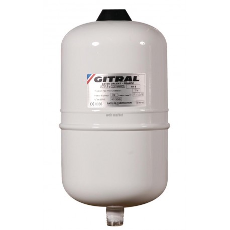 Vase d'expansion à membrane fixe HYDROCHAUD pour eau sanitaire 5 litres pression maxi service 10 bars réf HY5