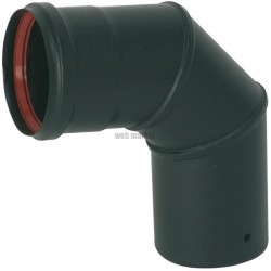 Coude émaillé équerre 90° noir mat diamètre 80 mm + joint à lèvres réf. 342429