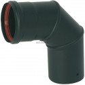 Coude émaillé équerre 90° noir mat diamètre 80 mm + joint à lèvres réf. 342429