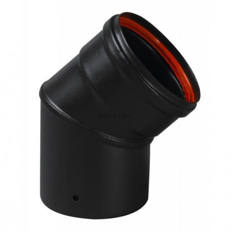 Coude emaillé batton rompu 45° noir mat diamètre 80 mm + joint à lèvres réf. 342449