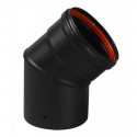 Coude emaillé batton rompu 45° noir mat diamètre 80 mm + joint à lèvres réf. 342449